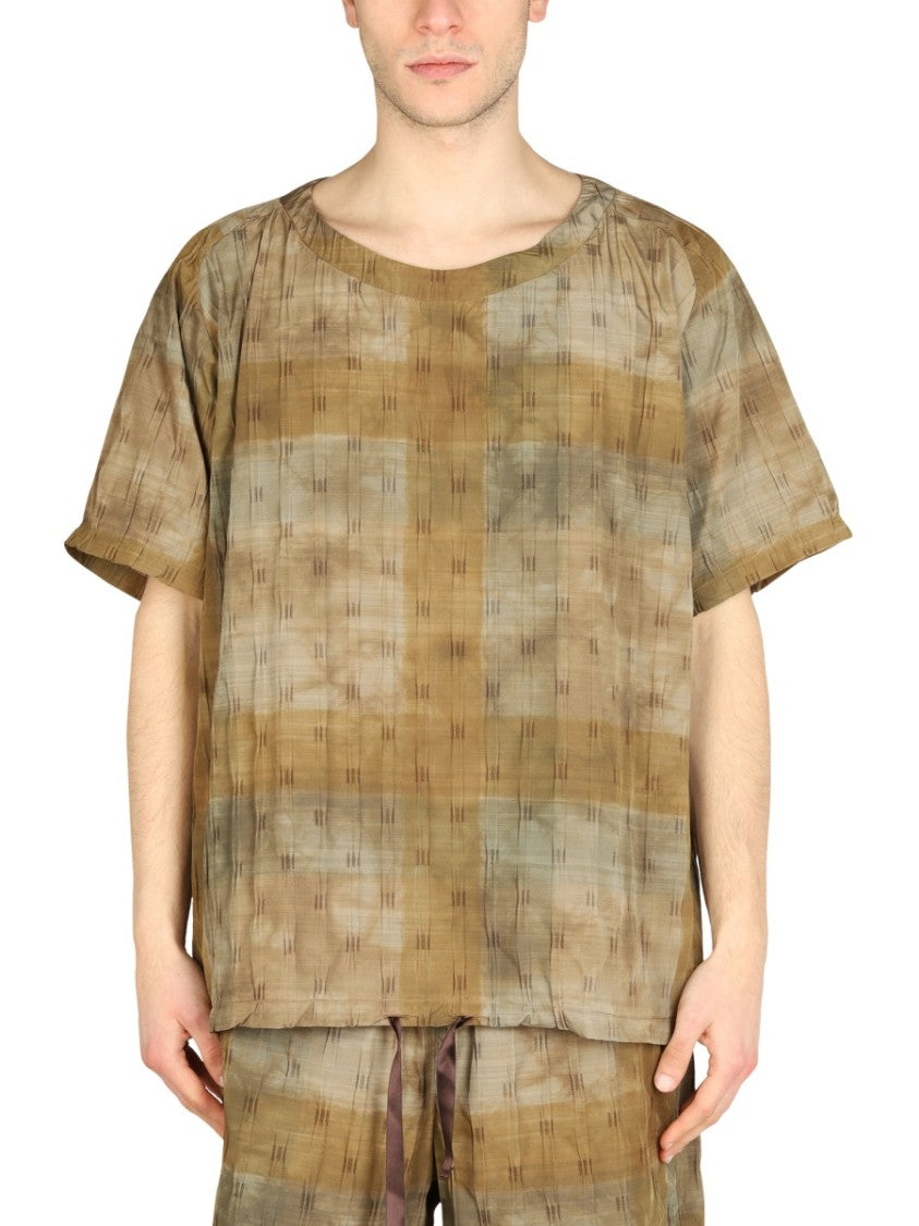 Needles Textured Brown Boxy Fit T-Shirt