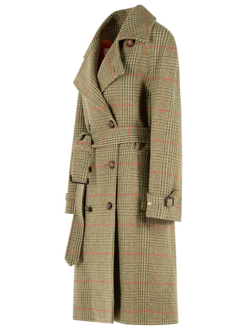 Golden Goose 'Roxanne' Green Virgin Wool Trench Coat