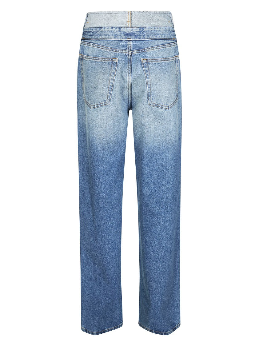 Mm6 By Maison Margiela Gradient Blue Straight Leg Mid Rise Jeans
