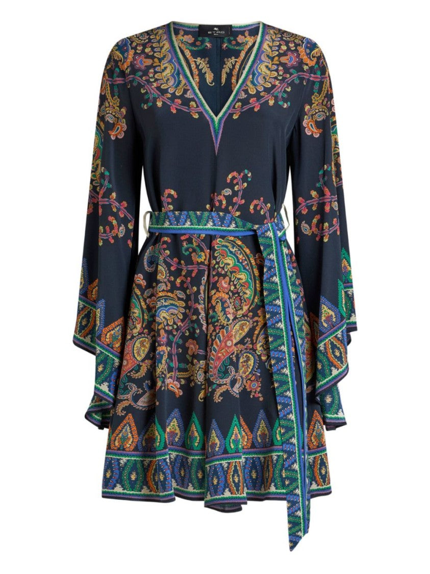 Etro Silk Mini Dress With Paisley Print