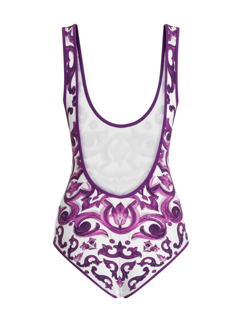 Dolce & Gabbana Majolica Print One Piece Swimsuit