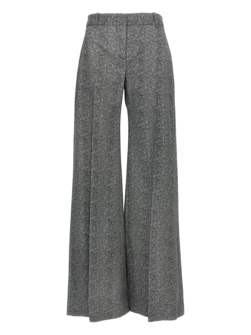Ermanno Scervino High-Waisted Wide-Leg Trousers With Textured Herringbone Fabric