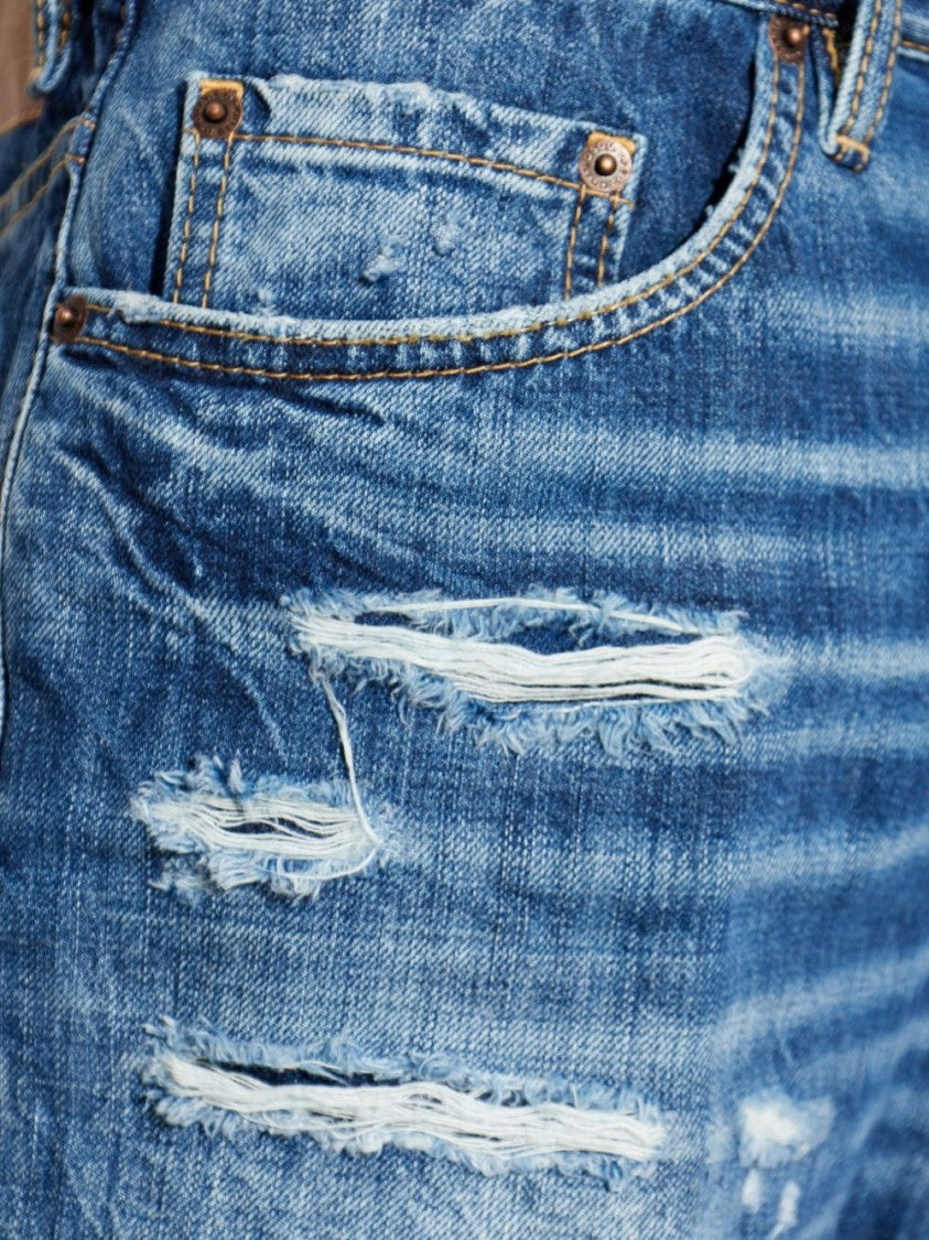 Dsquared2 Distressed Blue Denim Jeans With Five-Pocket Design