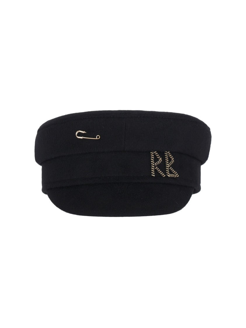 Ruslan Baginskiy "Baker Boy" Wool Hat With Pin Black