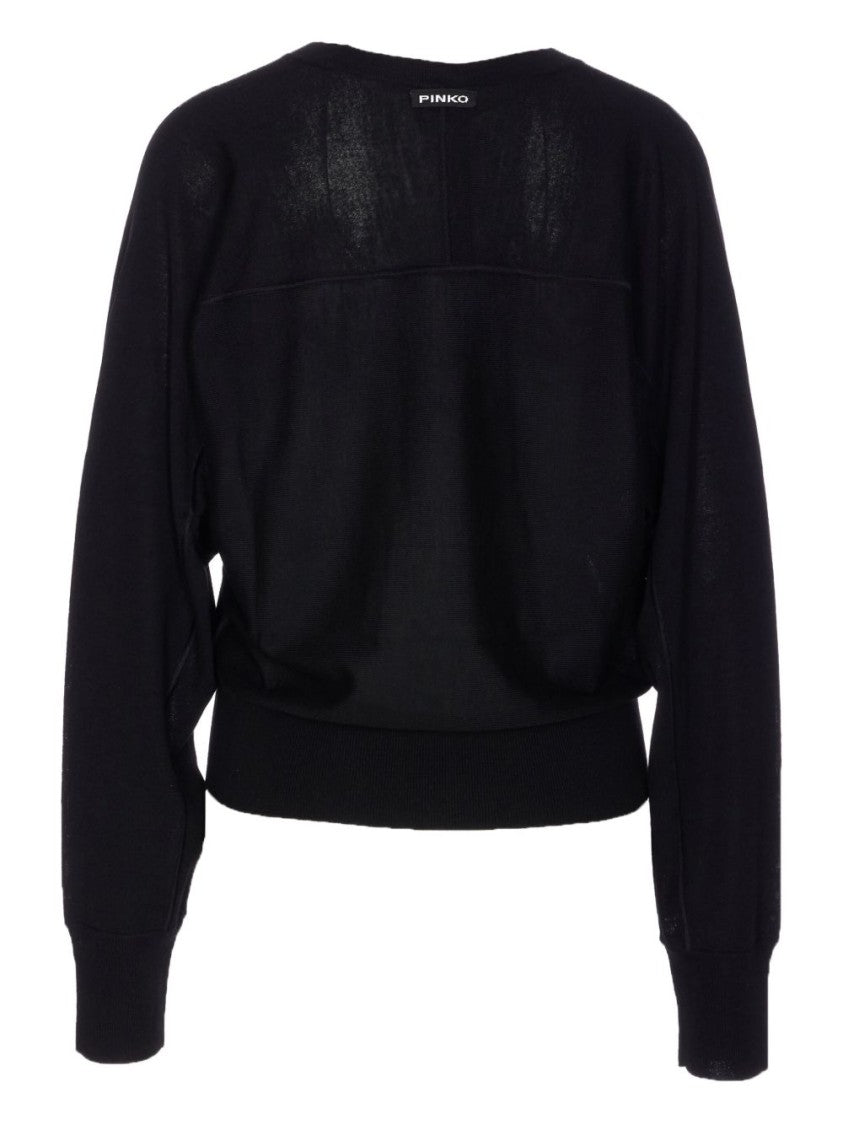 Pinko Relaxed-Fit Black Wool Sweater With Seam Detail