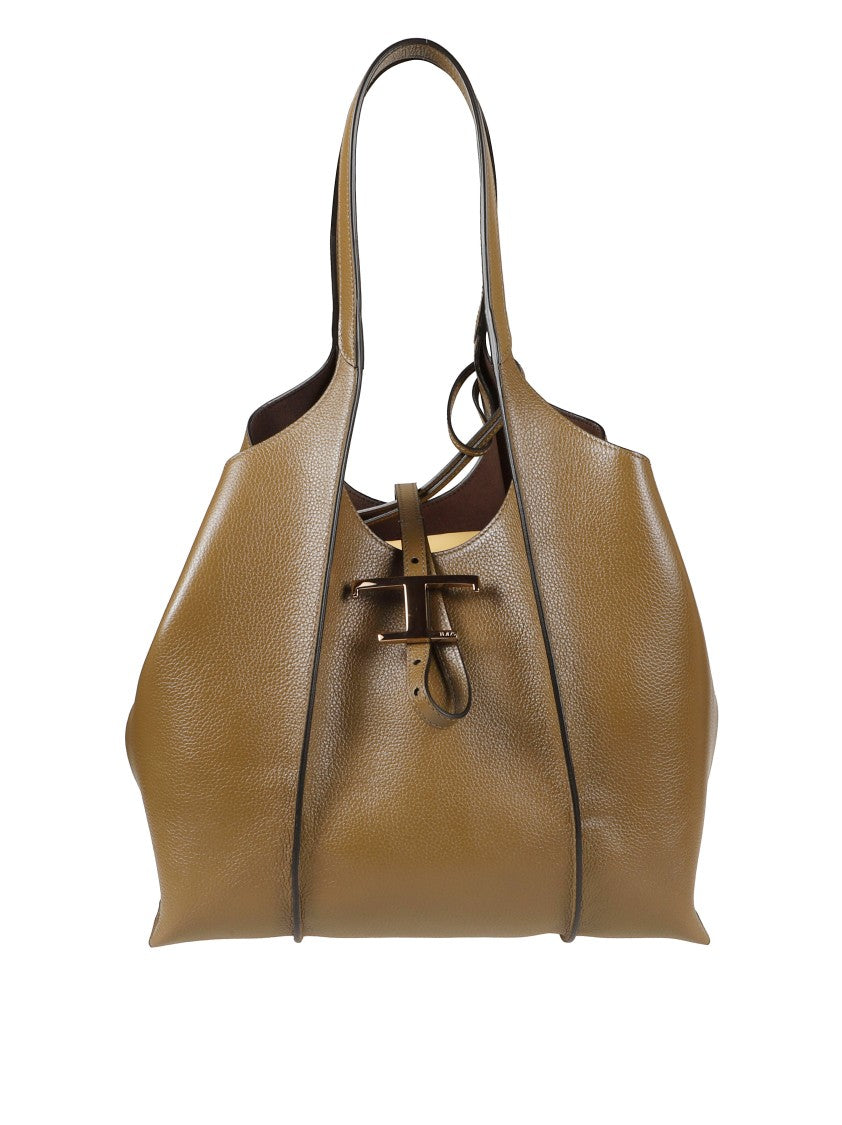 Tod's Textured Leather Tote Bag With Buckle Closure
