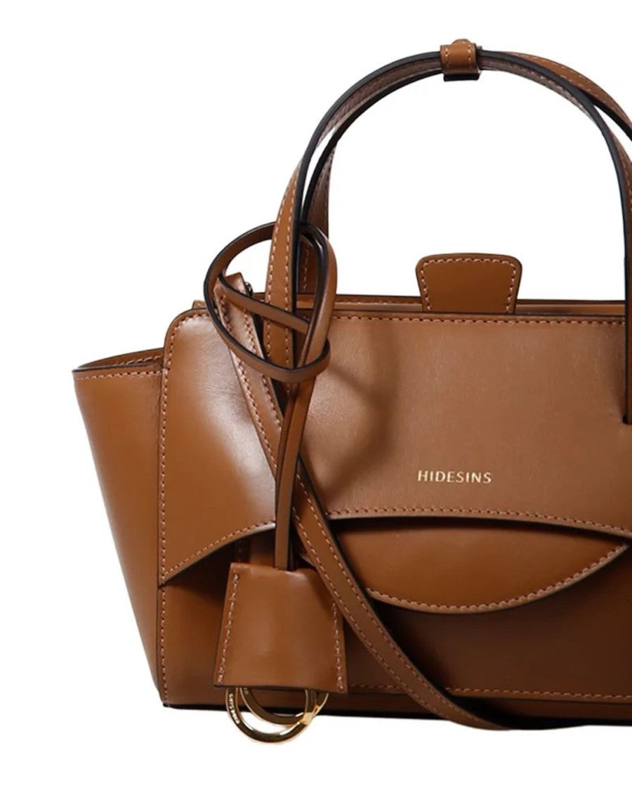 Hidesins Structured Calfskin Shoulder Bag With Flap Closure
