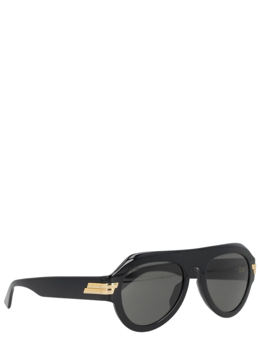 Bottega Veneta Black Acetate Aviator Sunglasses