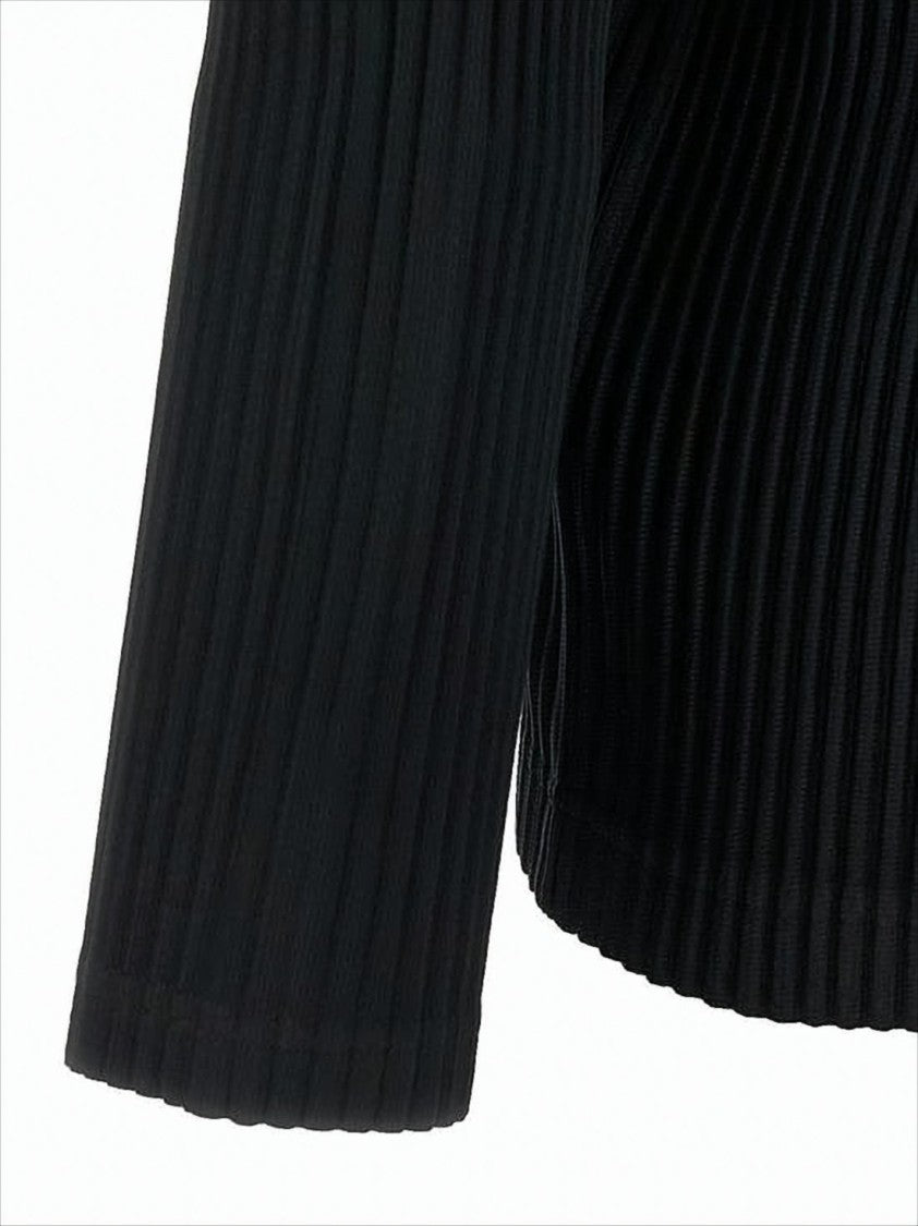 Homme Plissé Issey Miyake Vertical Pleated Long-Sleeve T-Shirt With Sculptural Textures