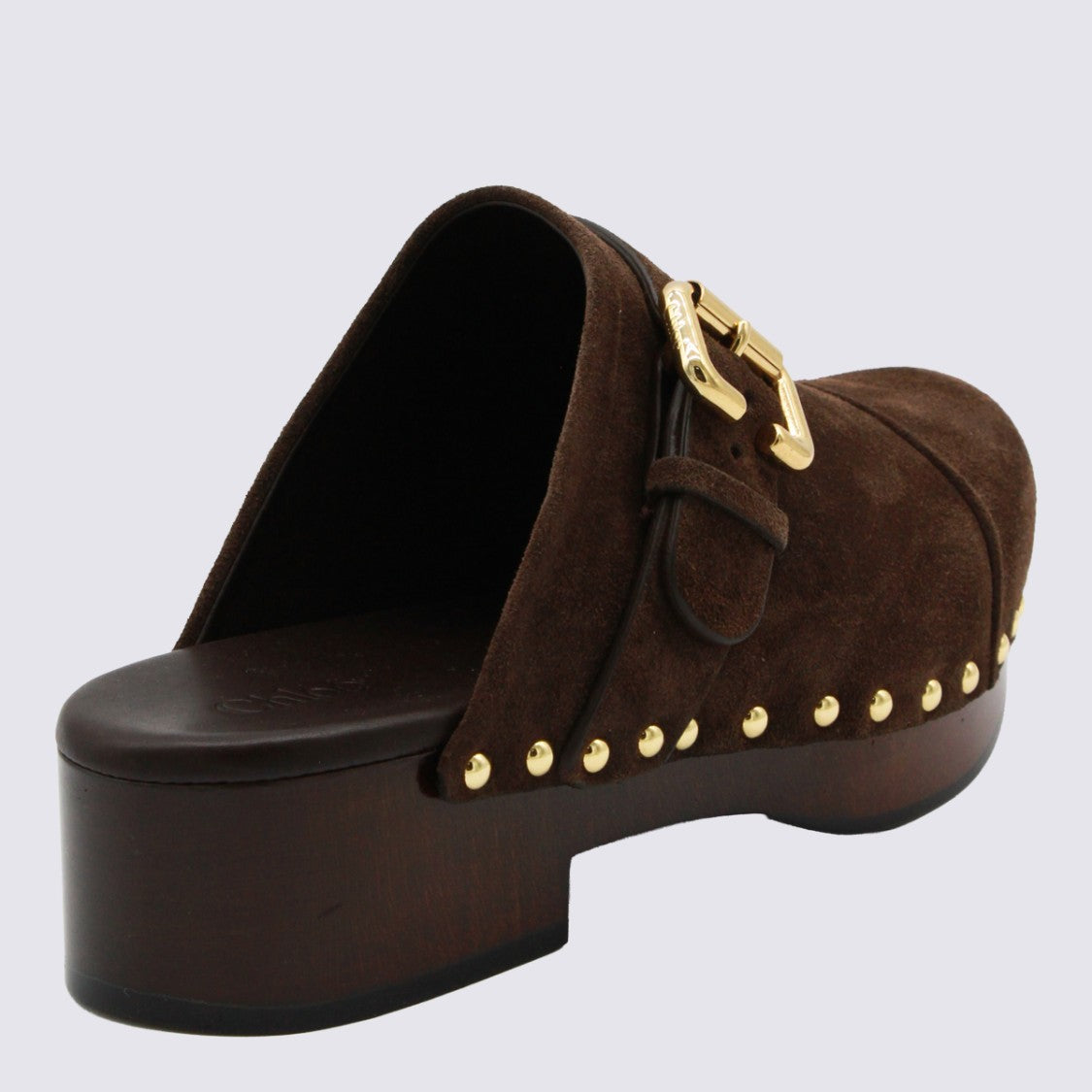 Chloé Brown Suede Sandals With Chunky Wooden Platform