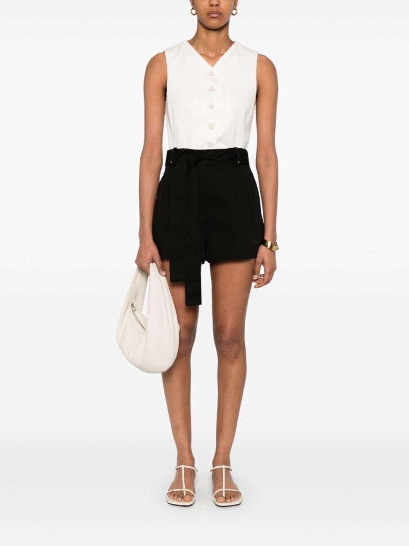 Moncler Fully Pleated Tailored Shorts With Concealed Zip And Tied Waist