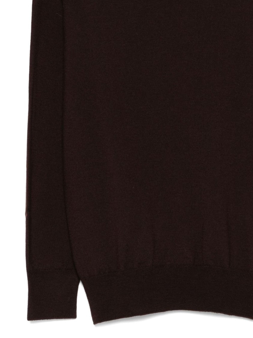 Amaranto Classic-Fit Brown Sweater With Subtle Collar Detail