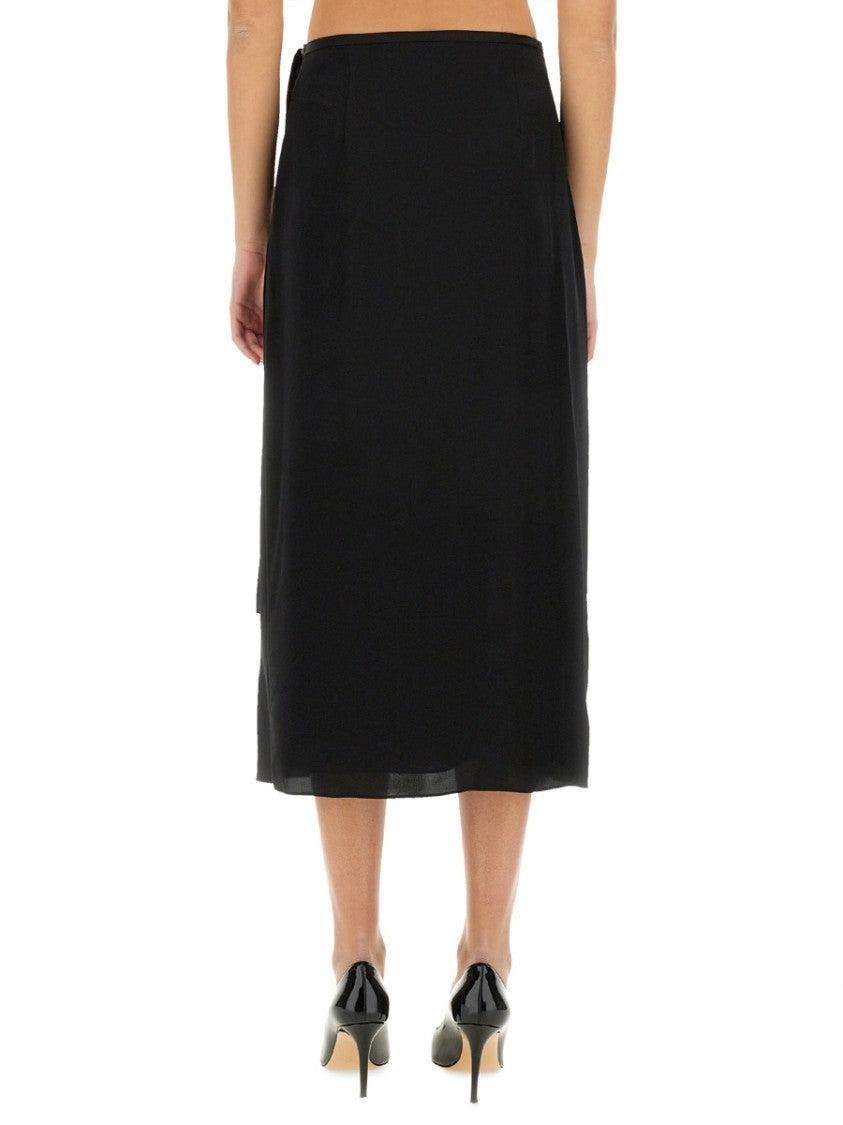 Theory Flowing Black Silk Skirt