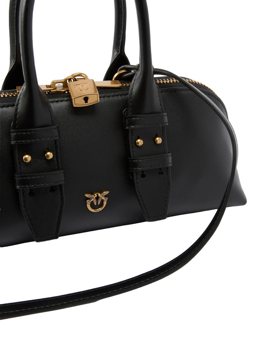 Pinko Black Escape Leather Small Bowling Bag