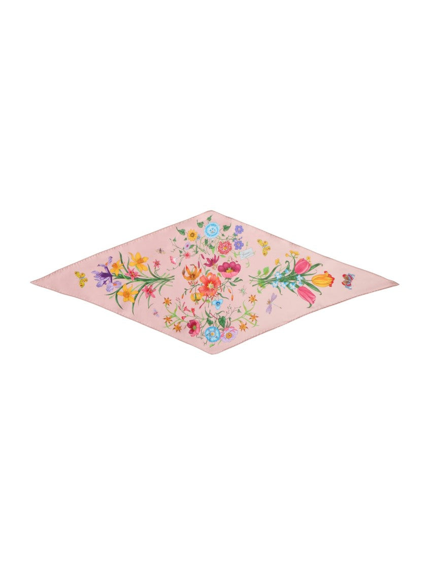 Gucci Floralos Floral Print Square Silk Scarf