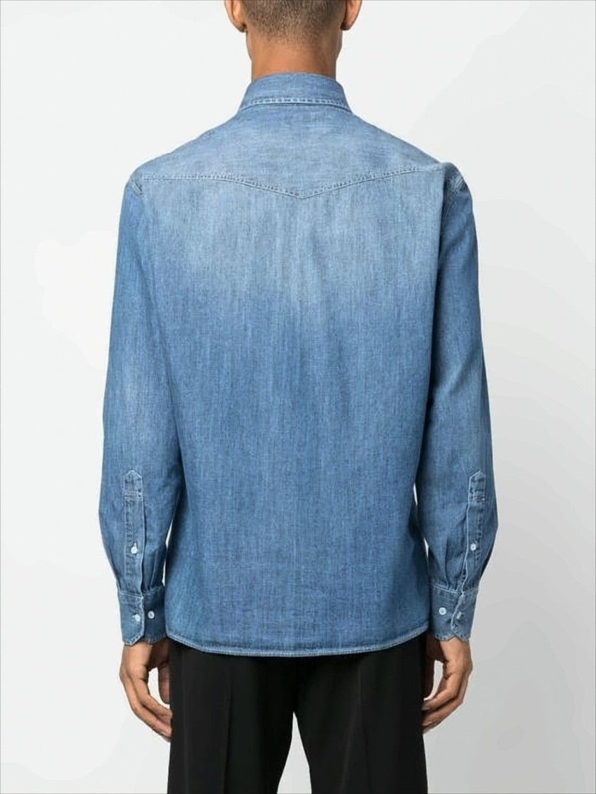 Brunello Cucinelli Medium Blue Denim Long-Sleeve Shirt