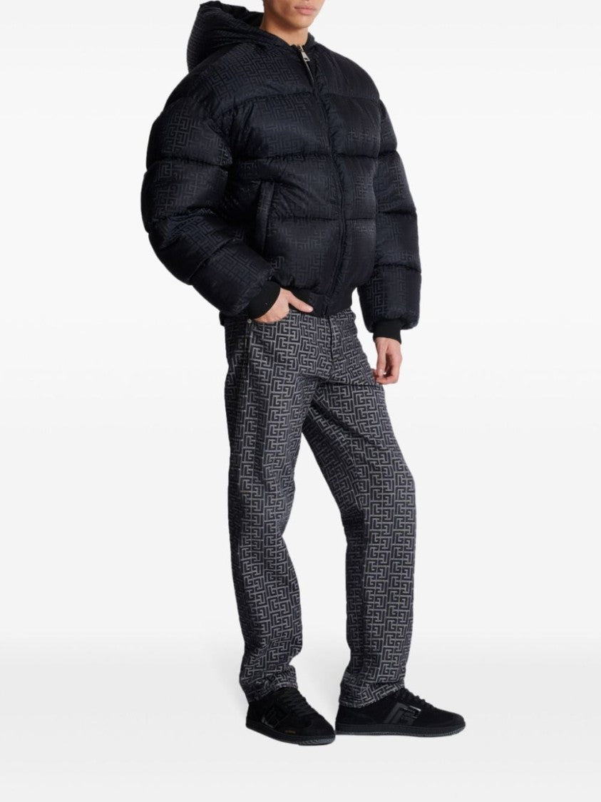 Balmain Signature Monogram Print Padded Jacket