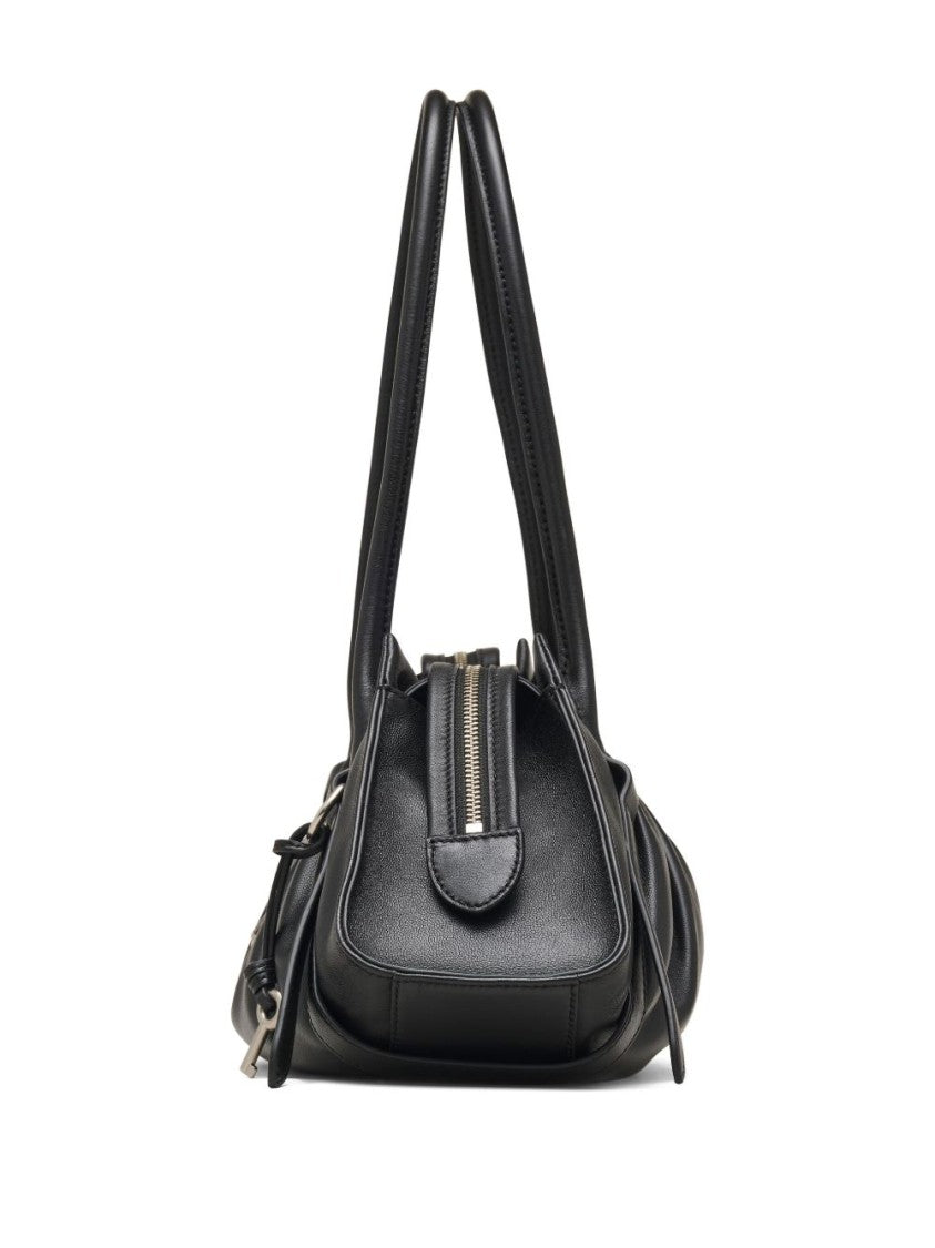 Marc Jacobs Elongated Black Leather Bag With Zip Closure And Lock Detail