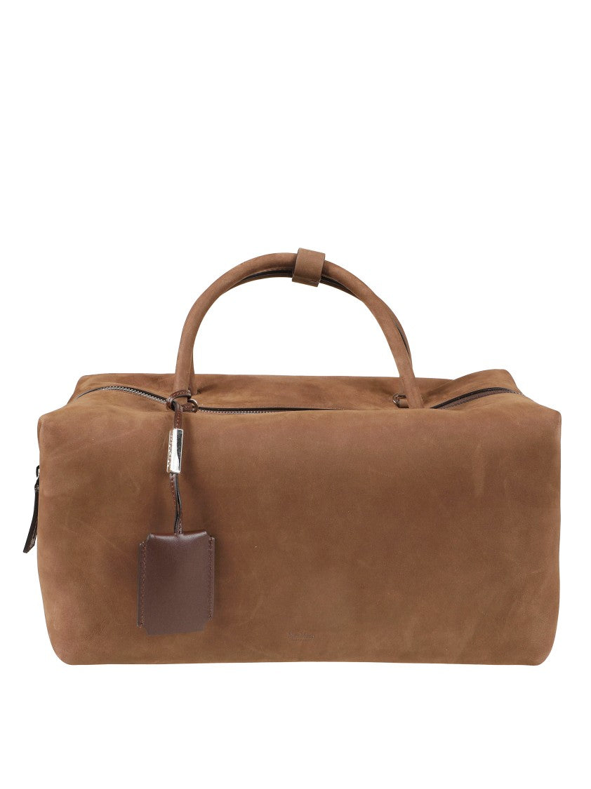 Max Mara Rectangular Suede-Like Brown Bag With Zipper Closure