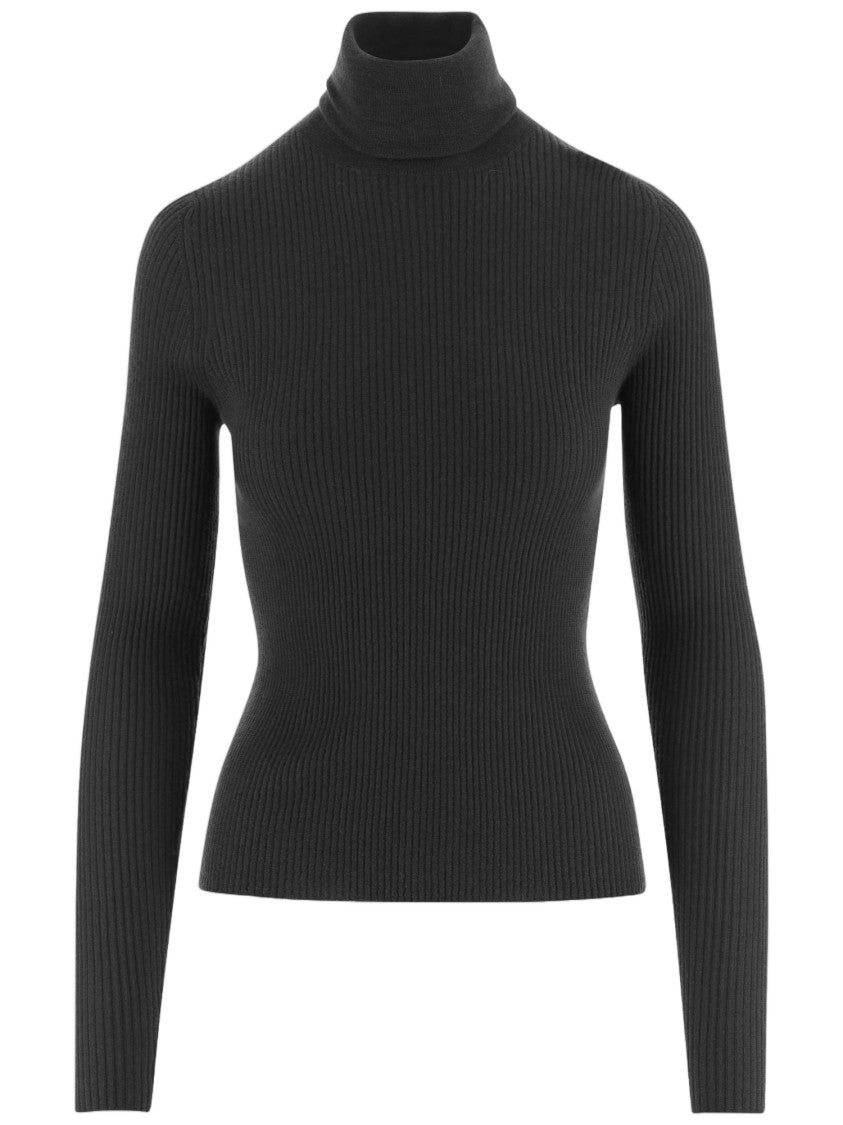 Oliver Lattughi Black Ribbed Cashmere Turtleneck Sweater