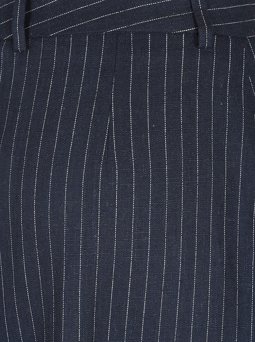 Lardini Blue Pinstriped Linen Trousers Skirt