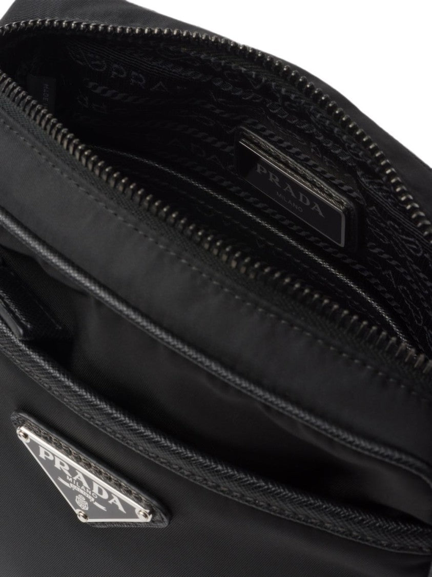 Prada Black Rectangular Triangular Logo Crossbody Bag