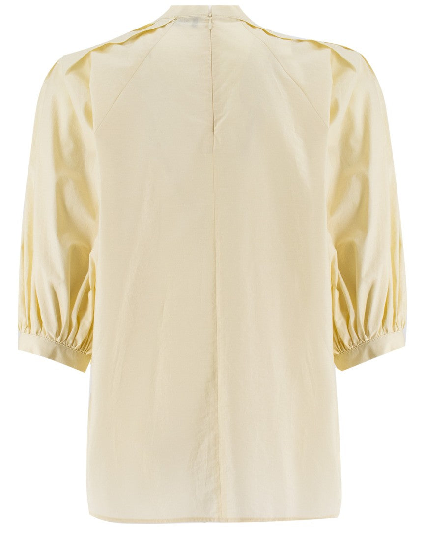 Fabiana Filippi High-Neck Jersey Top With Voluminous Puff Sleeves