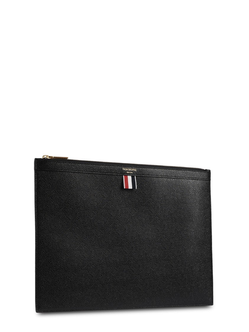 Thom Browne Medium Document Holder In Pebble Grain Leather