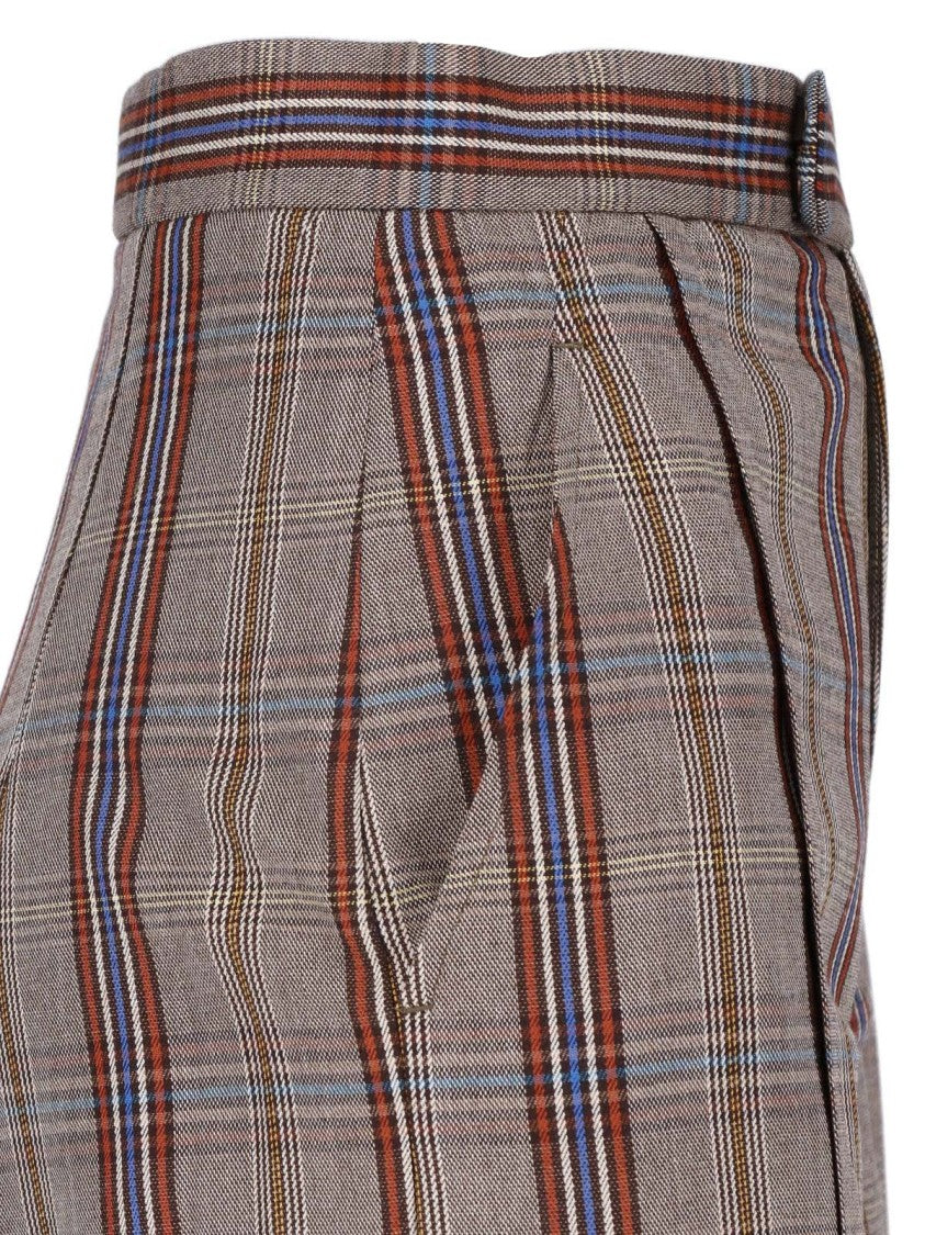 Vivienne Westwood Multicolor Check Wide-Leg Viscose Formal Pants