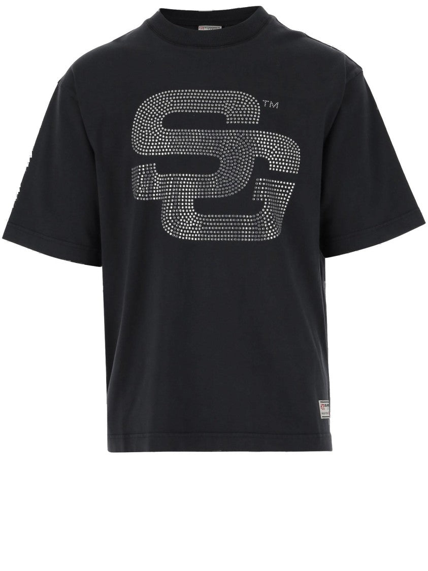 Summer Games Rhinestone-Embellished Cotton T-Shirt With Crew Neck