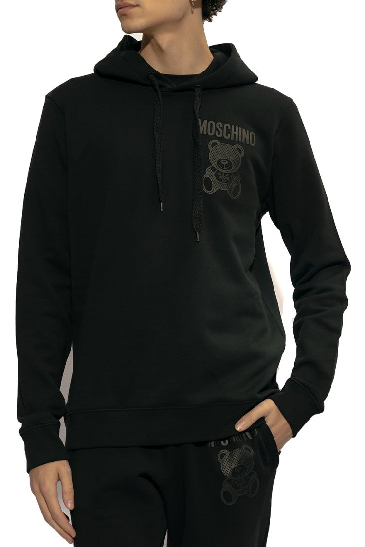 Moschino Black Cotton Teddy-Bear Logo Hoodie