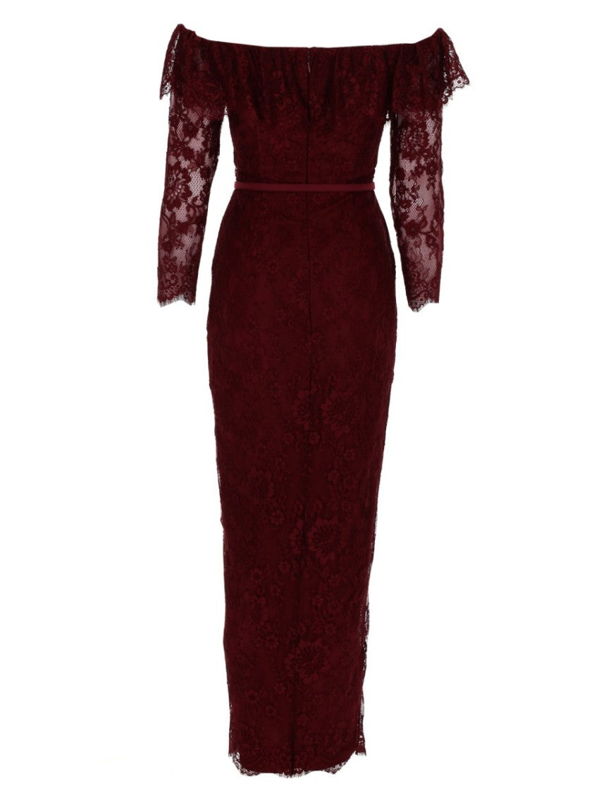 Self-Portrait Neutrals Intricate Lace Jewel Buttons Midi Dress