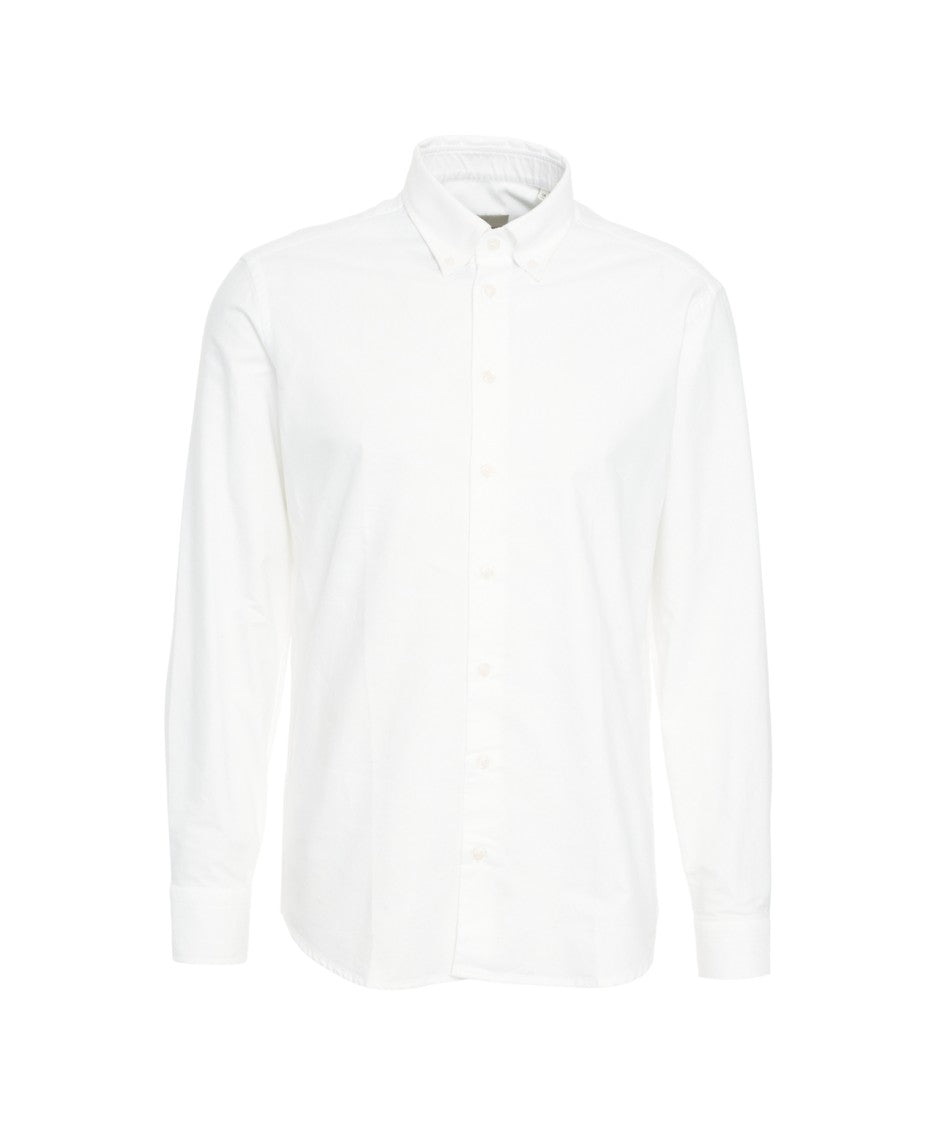 Bastoncino Cotton Long Sleeve Shirt With Button-Down Collar And Rounded Hem