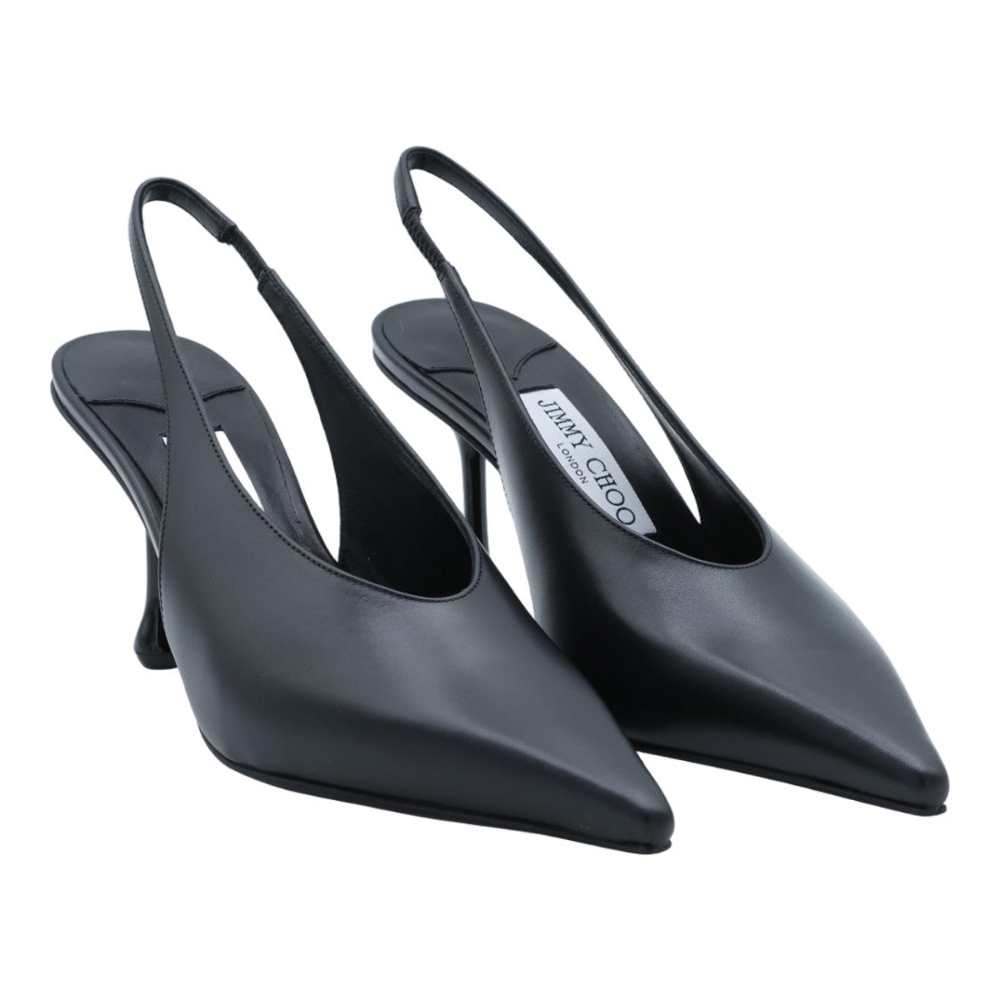 Jimmy Choo Black Slingback Heels With Flared Stiletto Base