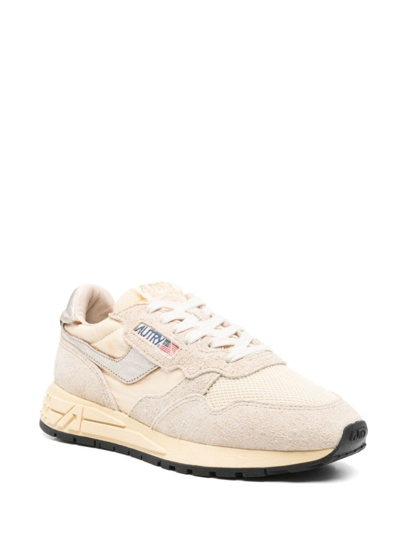 Autry Retro Beige Sneakers With Metallic Heel Counter