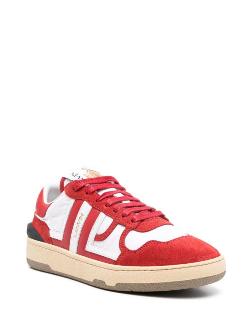 Lanvin Color-Blocked Crimson Red And White Sneakers