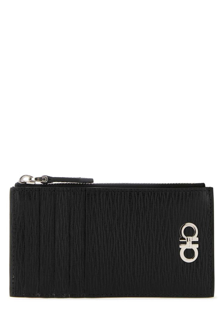 Salvatore Ferragamo Black Leather Gancini Card Holder