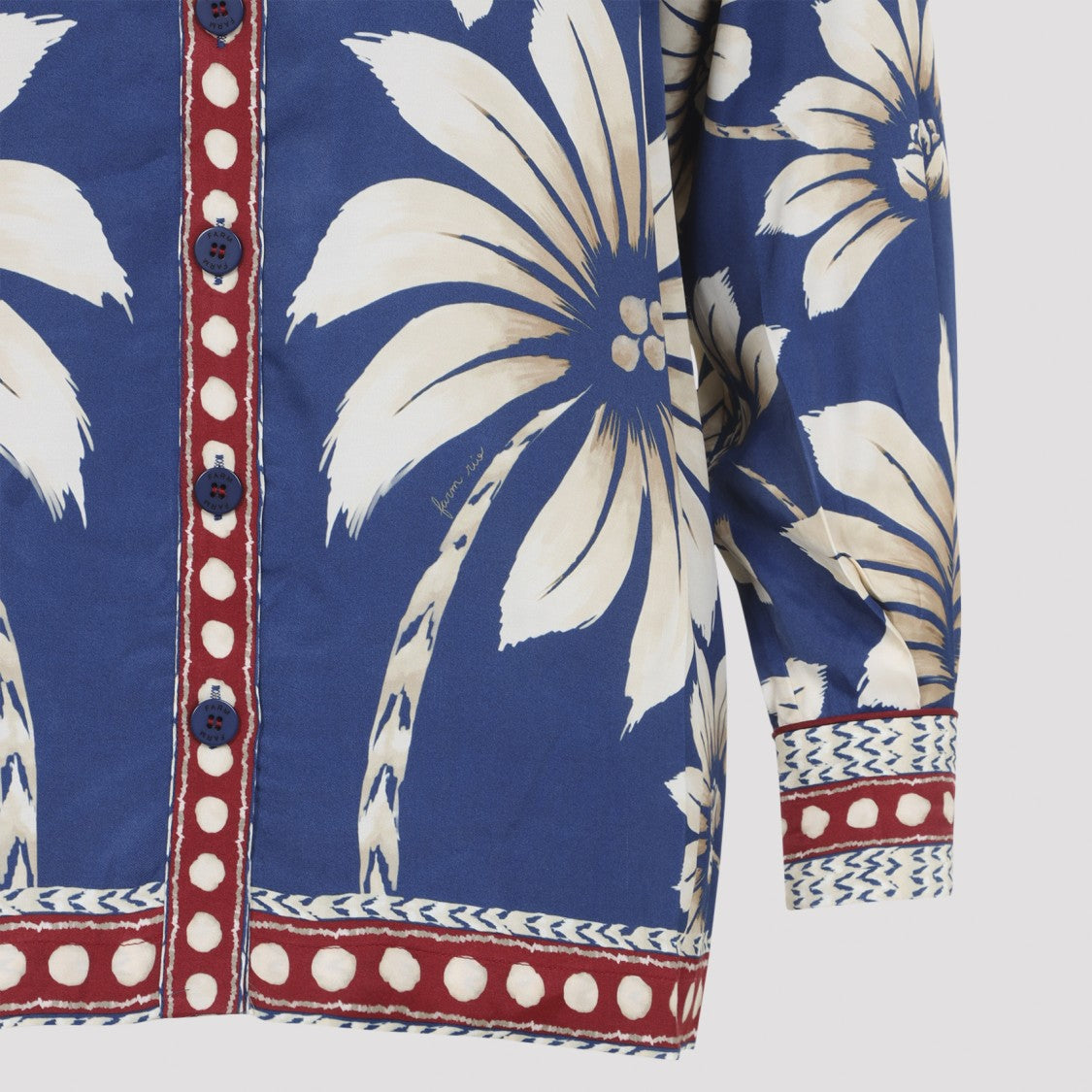 Farm Rio Bold Floral Print Shirt With Contrasting Trim Accents