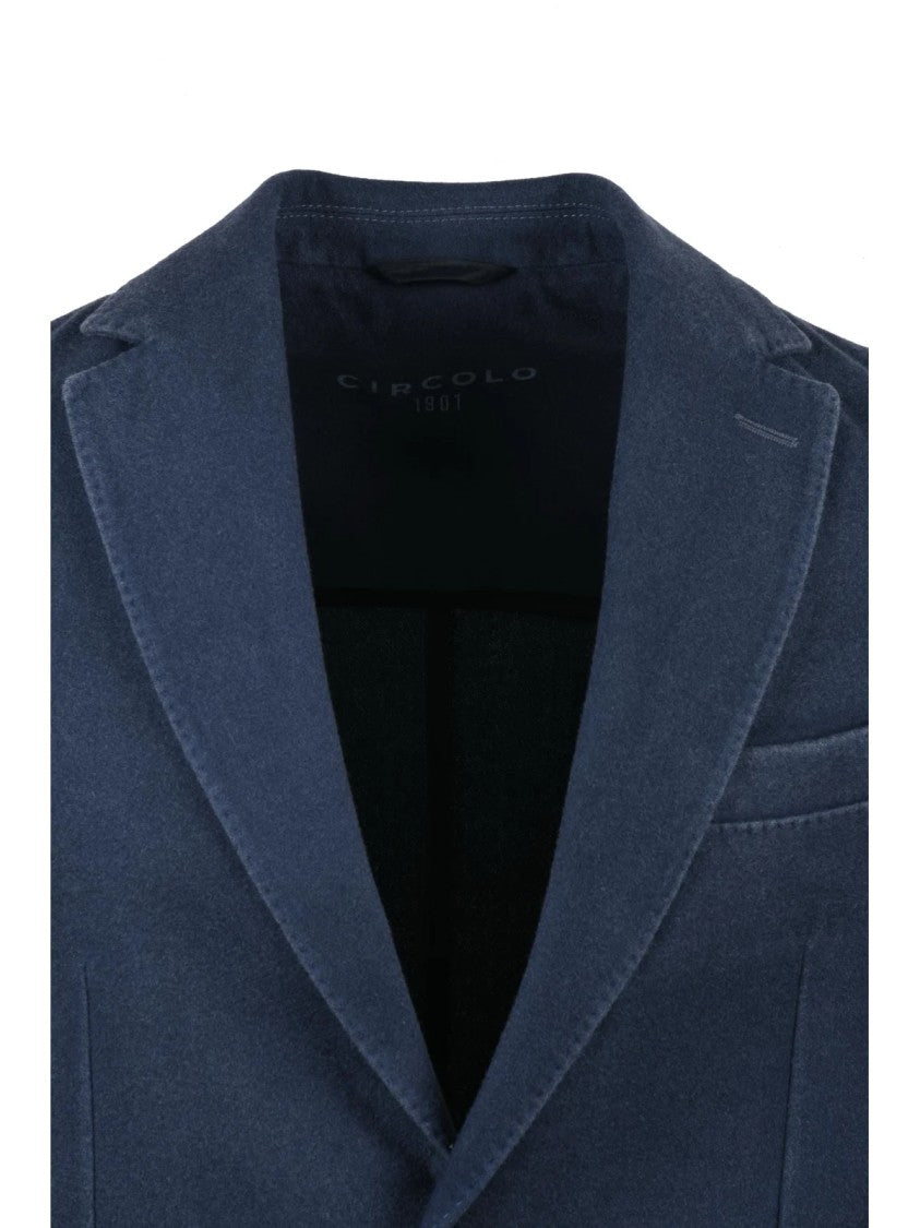 Circolo 1901 Fitted Navy Blazer With Notch Lapel And Button Closure