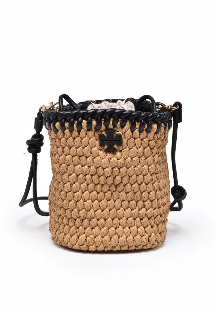 Tory Burch Emerson Bucket Raffia Bag - Brown
