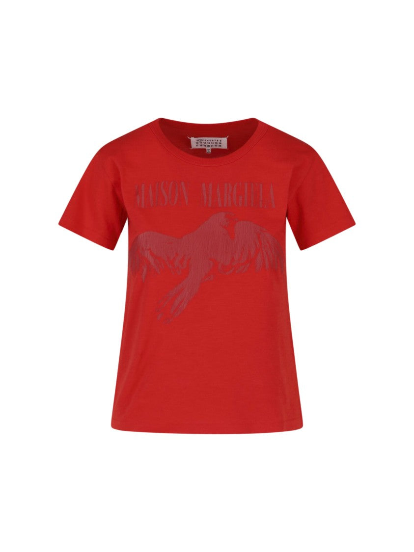 Maison Margiela Red Printed Cotton T-Shirt