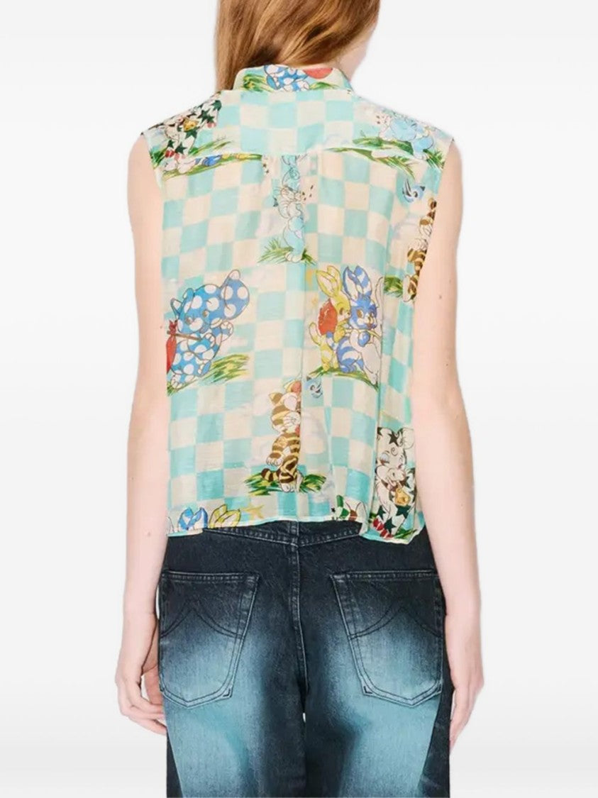 Kenzo Animal Print Lace-Up Sleeveless Jacket