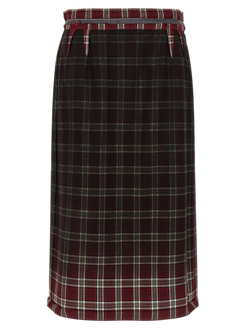 Maison Margiela Checked Wool Blend 'Rovesciato' Skirt