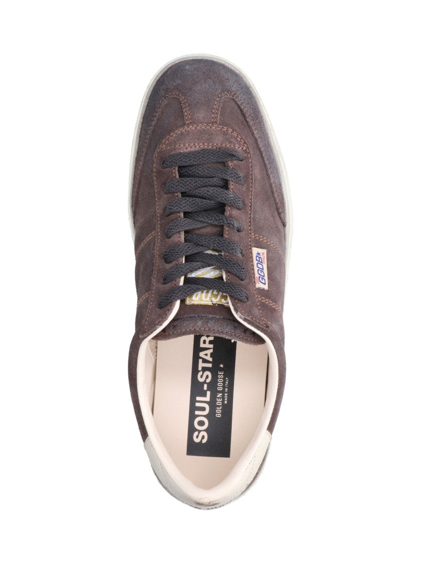 Golden Goose Low-Top Vintage Brown Suede Sneakers With Gold Accents