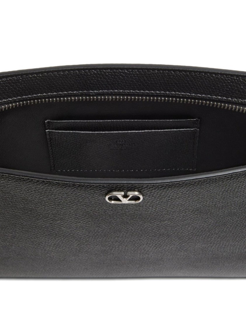 Valentino Garavani Rectangular Textured Leather Clutch Bag