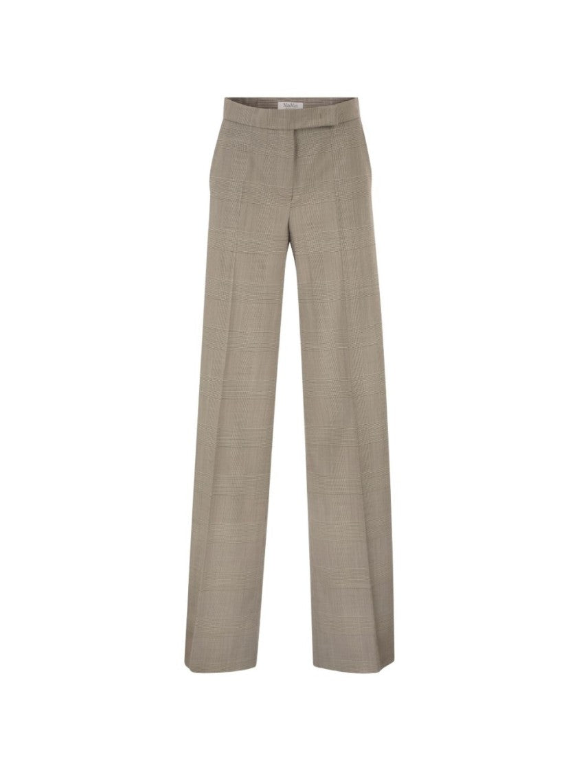Max Mara Straight-Leg Trousers With Subtle Checkered Pattern