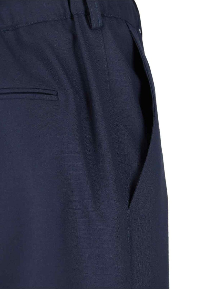 Marni Navy Wool Bootcut Pants