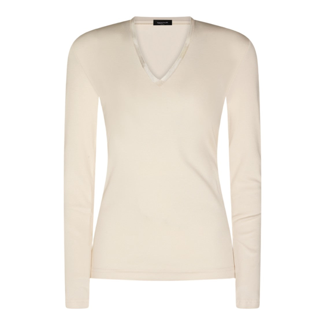 Fabiana Filippi Long-Sleeved Fitted Top With V-Neckline And Trim Detail