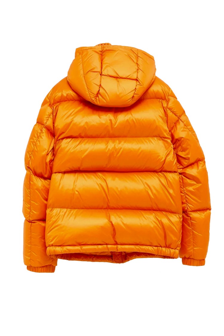 Moncler Orange Polyamide Hooded Puffer Jacket