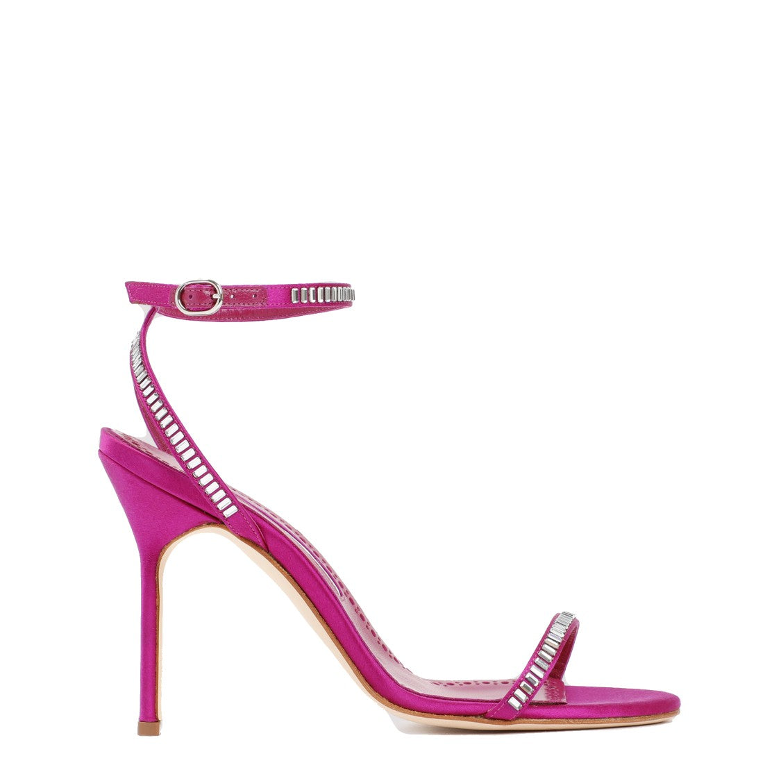 Manolo Blahnik Pink Satin Crinastra Sandal 105